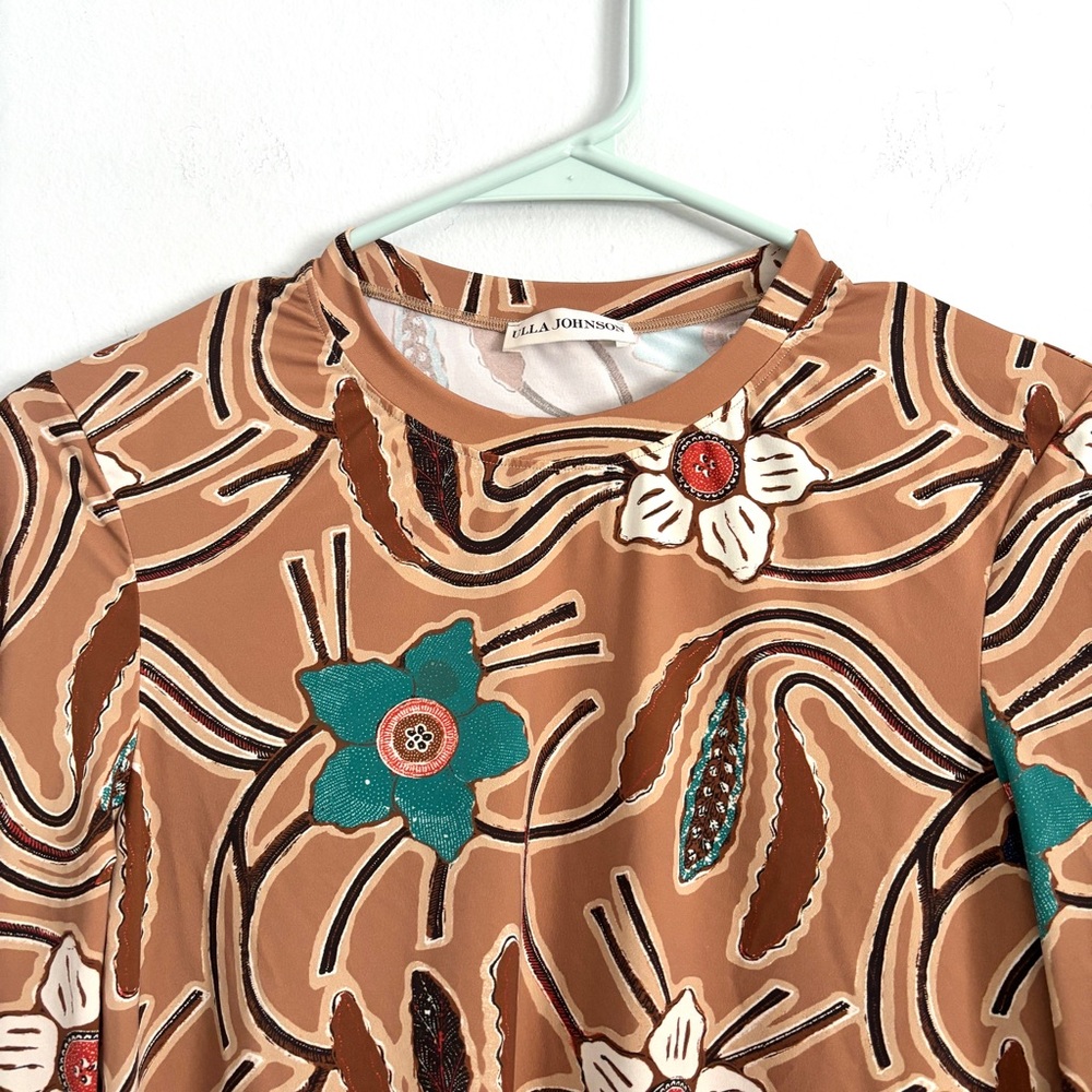 Ulla Johnson Floral Long Sleeve Top - Brown and Teal - Picture 2 of 7